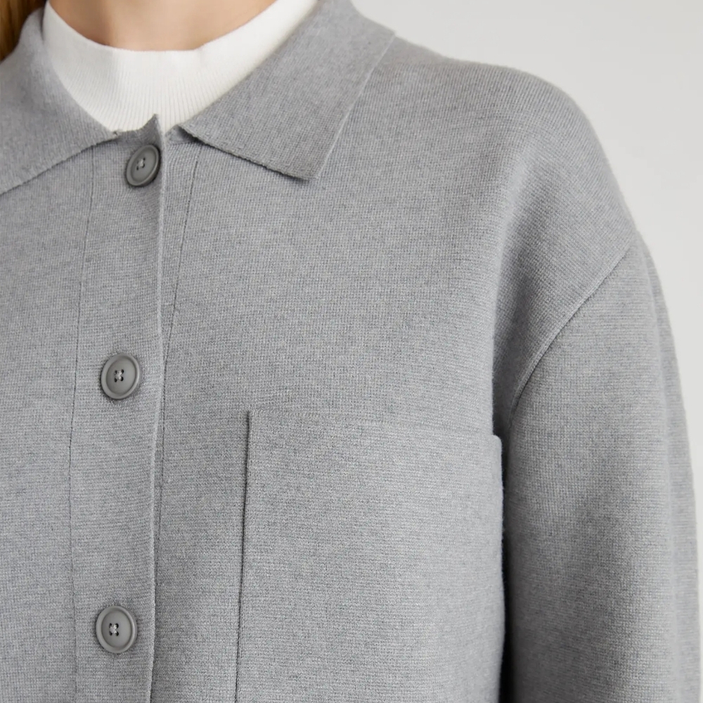 Quince Eco-Knit Milano Stitch Oversized Shirt Jacket XS Heather Gray - Picture 6 of 14